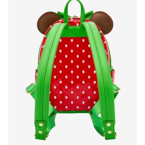 NEW! Loungefly Minnie Mouse Chocolate Dipped Strawberry Ears Backpack w/ scented